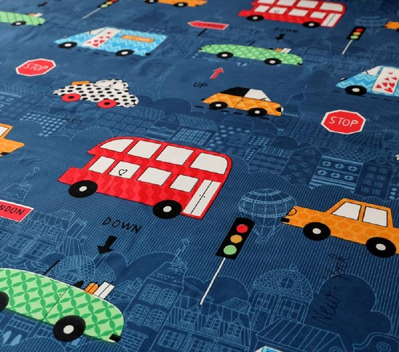 NATURETY Bedding Fitted Sheet with Deep Pocket Mattress Cover Sheets,Thicken Fabric Cars Printed Bed Sheets (Navy Blue(Cars), Twin) - Image 4