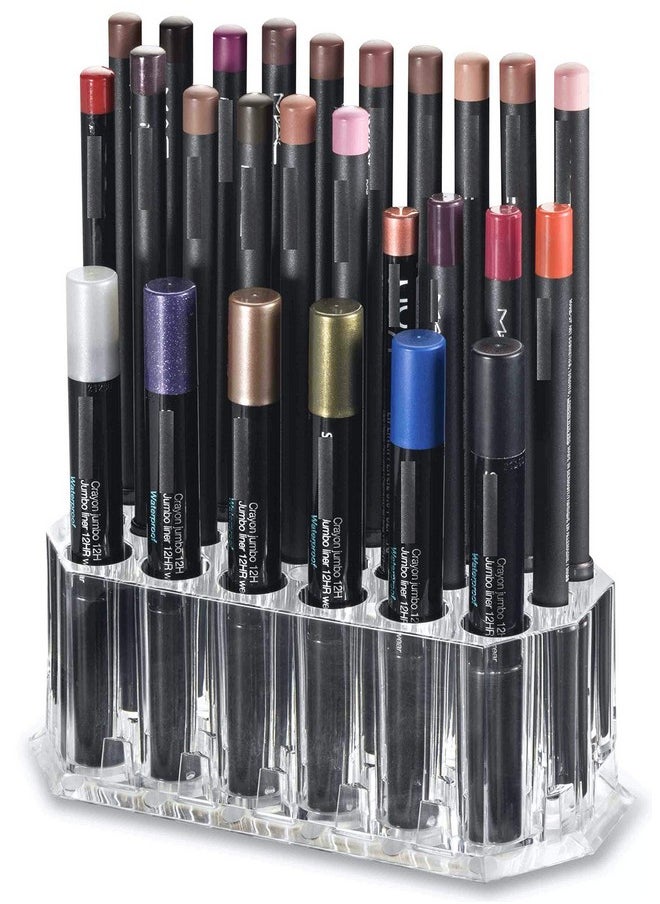 BY ALEGORY BY ALEGORY Acrylic Eyeliner Organizer & Lip Liner Organizer 26 Space Storage 20 Standard 6 Jumbo Cosmetic Pencil Makeup Display Case Refillable Container  - Image 2