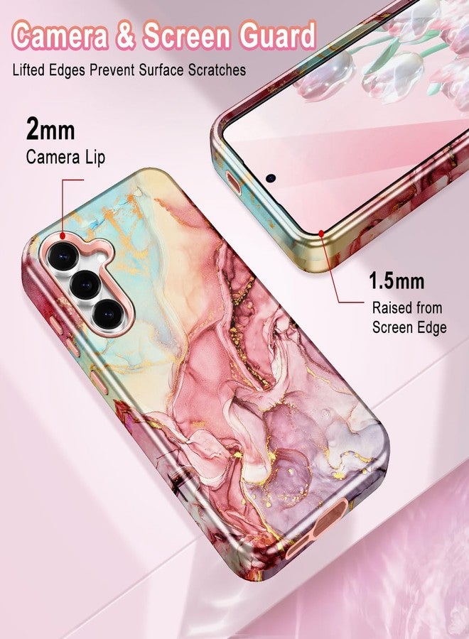 Avocase Compatible with Samsung Galaxy S25 FE Case, Marble Pattern 3 in 1 Heavy Duty Shockproof Full Body Hard PC+Soft Silicone Drop Protective Women Girls Case for Galaxy S25 FE (2025), Rose Gold - Image 4