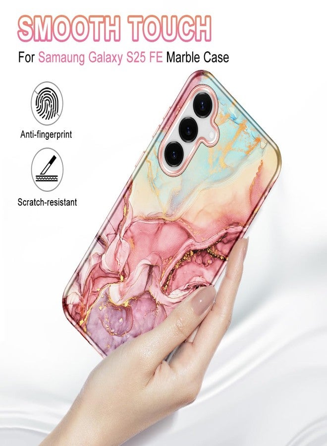 Avocase Compatible with Samsung Galaxy S25 FE Case, Marble Pattern 3 in 1 Heavy Duty Shockproof Full Body Hard PC+Soft Silicone Drop Protective Women Girls Case for Galaxy S25 FE (2025), Rose Gold - Image 3