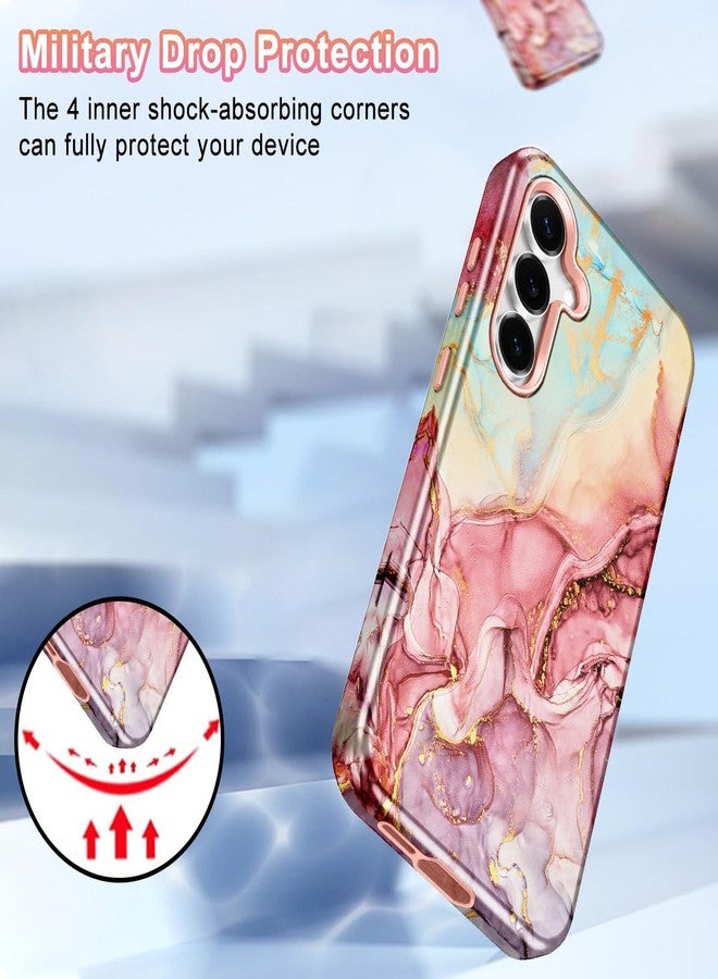Avocase Compatible with Samsung Galaxy S25 FE Case, Marble Pattern 3 in 1 Heavy Duty Shockproof Full Body Hard PC+Soft Silicone Drop Protective Women Girls Case for Galaxy S25 FE (2025), Rose Gold - Image 5