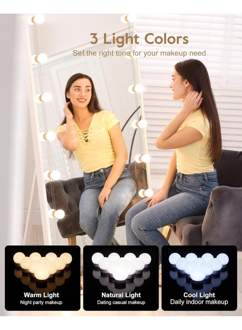 Kimaya Hollywood Style LED Vanity Mirror Lights Kit with 10 Dimmable Light Bulbs for Makeup Dressing Table and Power Supply Plug in Lighting Fixture Strip - Vanity Mirror Light - White (No Mirror Included) - Image 2