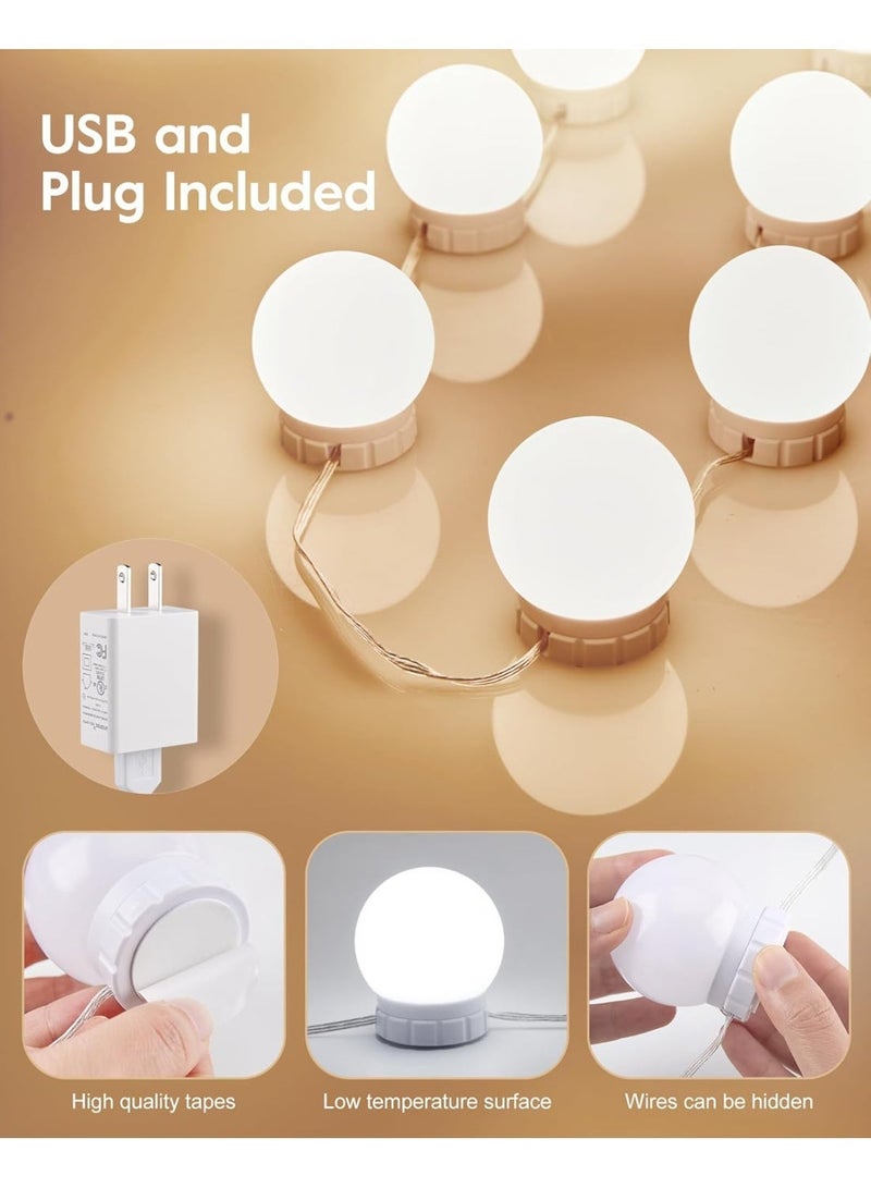 Kimaya Hollywood Style LED Vanity Mirror Lights Kit with 10 Dimmable Light Bulbs for Makeup Dressing Table and Power Supply Plug in Lighting Fixture Strip - Vanity Mirror Light - White (No Mirror Included) - Image 4