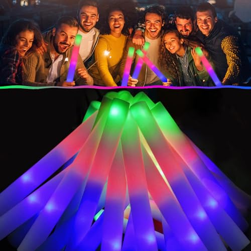 LifBetter 70 Pcs Foam Glow Sticks BulkLed Glow Sticks with 3 Modes Colorful FlashingLong Life Battery Glow In The Dark Party Supplies for WeddingsPartiesFestivalsSporting Events - Image 1