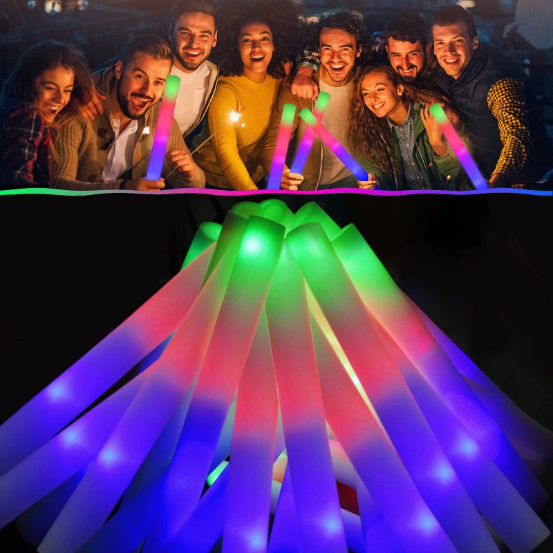 LifBetter 70 Pcs Foam Glow Sticks BulkLed Glow Sticks with 3 Modes Colorful FlashingLong Life Battery Glow In The Dark Party Supplies for WeddingsPartiesFestivalsSporting Events - Image 3