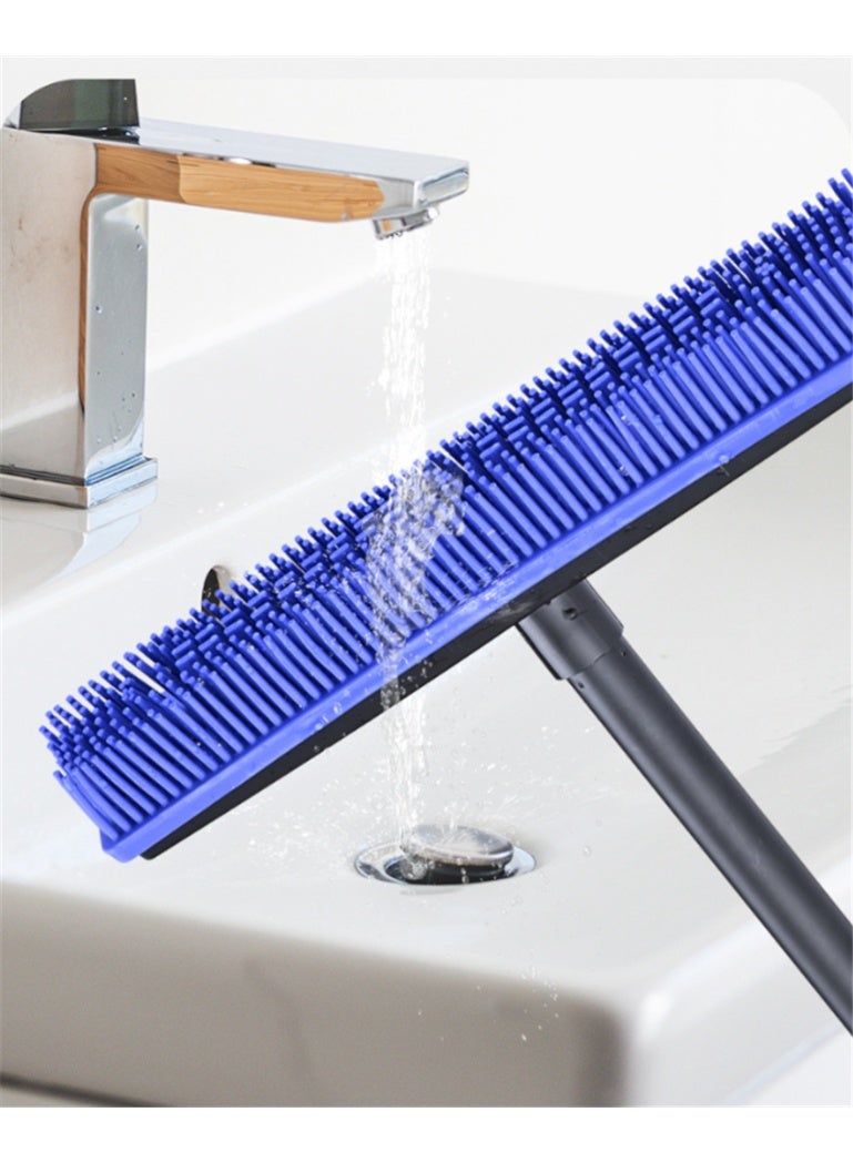 Rubber Broom for Pet Hair Removal, Soft Silicone Carpet Rake with Squeegee, Adjustable Floor Brush Non Scratch Carpet Sweeper Brush with Long Handle for Pet Hair Hardwood Tile Windows (C006) - Image 5