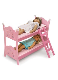 Badger Basket Toy Blossoms And Butterflies Doll Bunk Bed With Ladder And Bedding For 20 Inch Dolls Pink  - Image 3