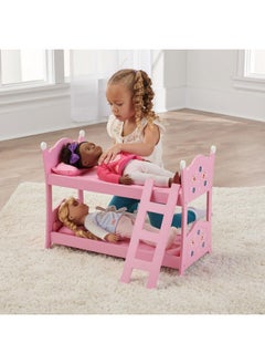 Badger Basket Toy Blossoms And Butterflies Doll Bunk Bed With Ladder And Bedding For 20 Inch Dolls Pink  - Image 5