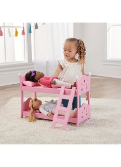 Badger Basket Toy Blossoms And Butterflies Doll Bunk Bed With Ladder And Bedding For 20 Inch Dolls Pink  - Image 4