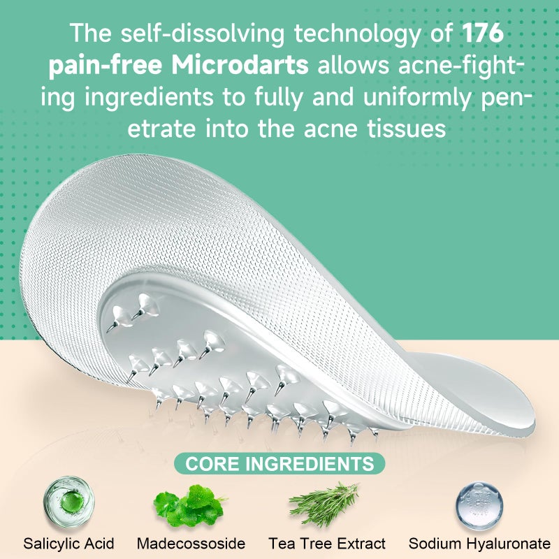 TEAWOO 18-Count Microdart Pimple Patches, Hydrocolloid Acne Patches with Salicylic Acid & Madecossoside, Microdart Zit Patches for Deep Blemishes & Early Stage Acne (Patented) - Image 3