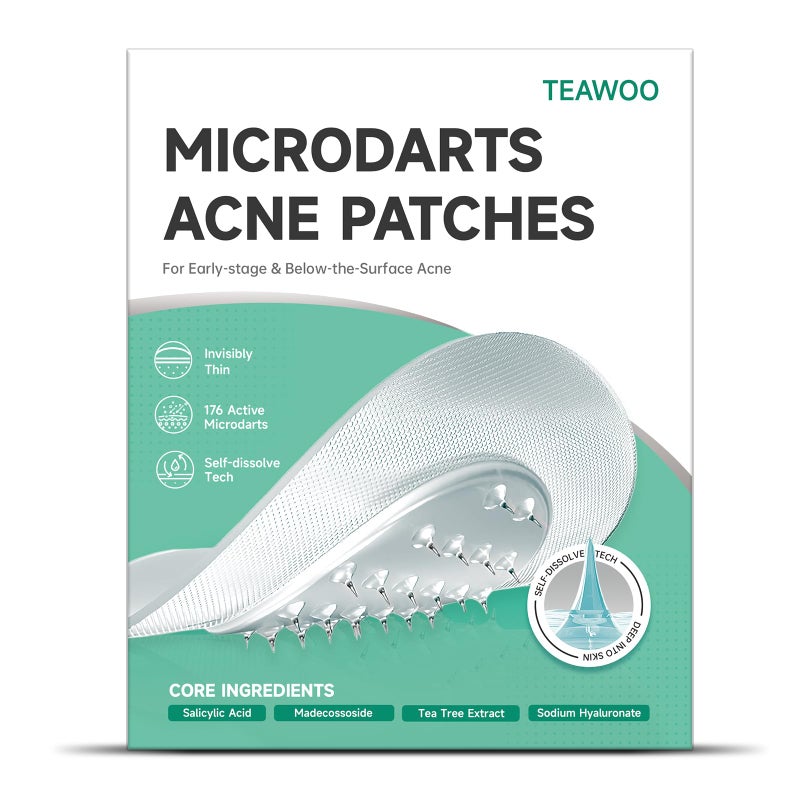 TEAWOO 18-Count Microdart Pimple Patches, Hydrocolloid Acne Patches with Salicylic Acid & Madecossoside, Microdart Zit Patches for Deep Blemishes & Early Stage Acne (Patented) - Image 1