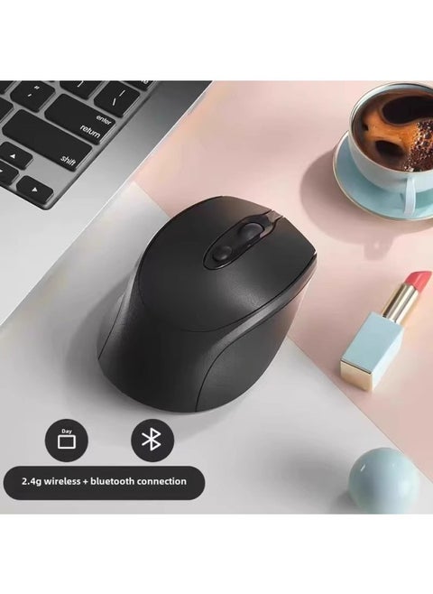 Laptop Universal Wireless Bluetooth Mouse Rechargeable Dual-Mode Mute Girl Office Mouse Silent Unlimited-Specifications:Official Standard Configuration [cool Black] 2.4g Wireless Version★Silent Charging