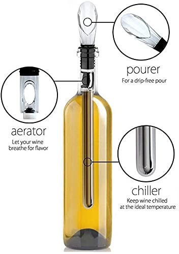 Iktu Wine Chiller, 3-in-1 Stainless Steel Wine Bottle Cooler Stick - Rapid Iceless Wine Chilling Rod with Aerator and Pourer - Perfect Wine Accessories Gift - Image 2