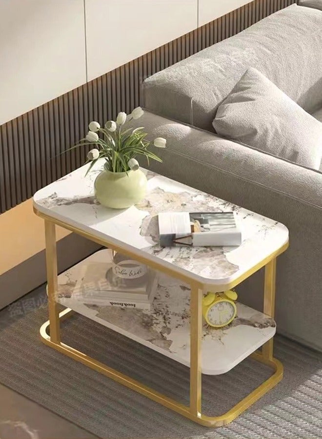 Kutis 2-Tier Side Table  End Table Coffee Table For Couch Sofa Living Room Bedroom Bedside Slate/Steel 60x40x55cm. - Image 2