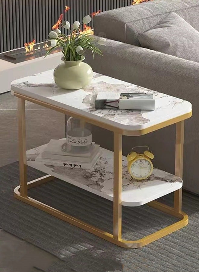 Kutis 2-Tier Side Table  End Table Coffee Table For Couch Sofa Living Room Bedroom Bedside Slate/Steel 60x40x55cm. - Image 3