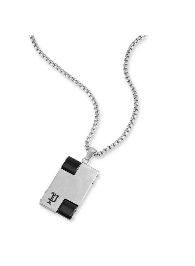 بوليس Ceramica II Silver Cube Tag Necklace for Men