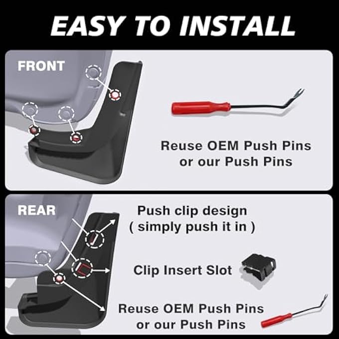 rayihni For Refreshed Model 3 Highland Mud Flaps Splash Guards Set Of 4 Mudfalps AllWeather Dirt Protection No Need To Drill Holes Compatible With 2024 Refreshed Tesla Model 3 Highland Accessories - Image 5