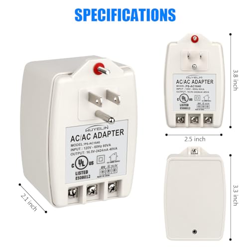 WUYELIN 16.5V 40VA Burglar Alarm Systems and Doorbell Transformer,16.5V Plug in Transformer Compatible with All Versions of Doorbell ，Most Security Panels - Image 4