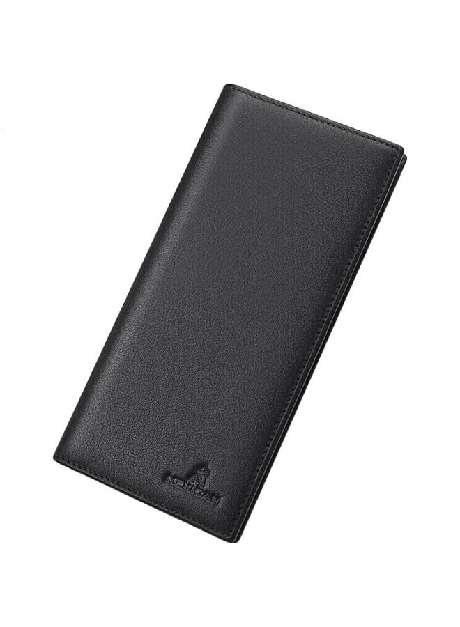 Scarecrow Men'S Wallet, Long Style, Top-Grain Leather, Smooth, Two-Fold, Bill Compartment, Multi-Card Slots, Wallet, Qixi Valentine'S Day Gift - Image 1