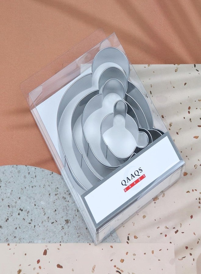 QAAQS Teddy Bear Head Cookie Cutter Set Large - 5", 4", 3", 2" - 4 Piece Polar Bear, Koala, Panda Face Cookie Cutters - Stainless Steel - Image 5