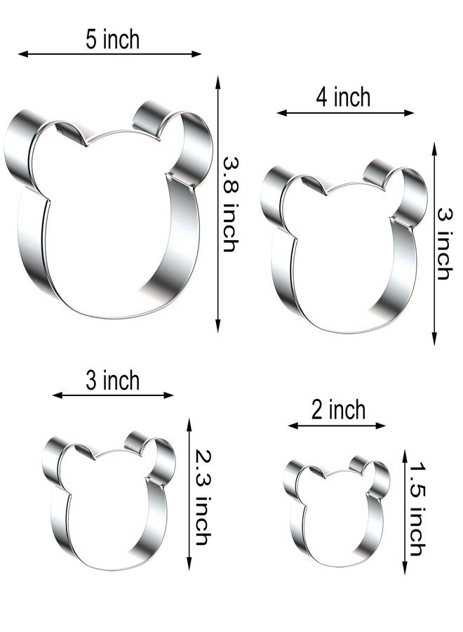 QAAQS Teddy Bear Head Cookie Cutter Set Large - 5", 4", 3", 2" - 4 Piece Polar Bear, Koala, Panda Face Cookie Cutters - Stainless Steel - Image 2