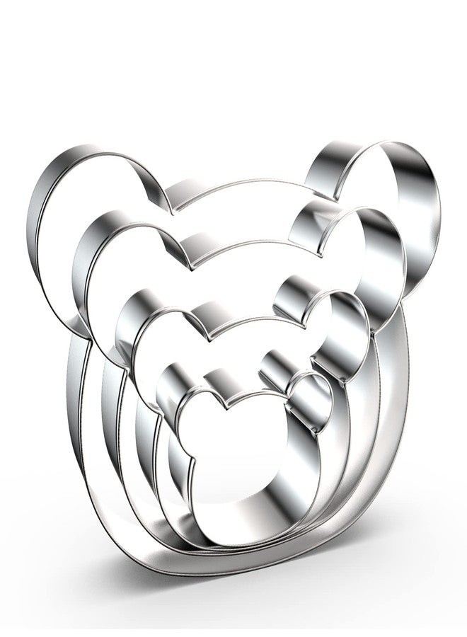QAAQS Teddy Bear Head Cookie Cutter Set Large - 5", 4", 3", 2" - 4 Piece Polar Bear, Koala, Panda Face Cookie Cutters - Stainless Steel - Image 1