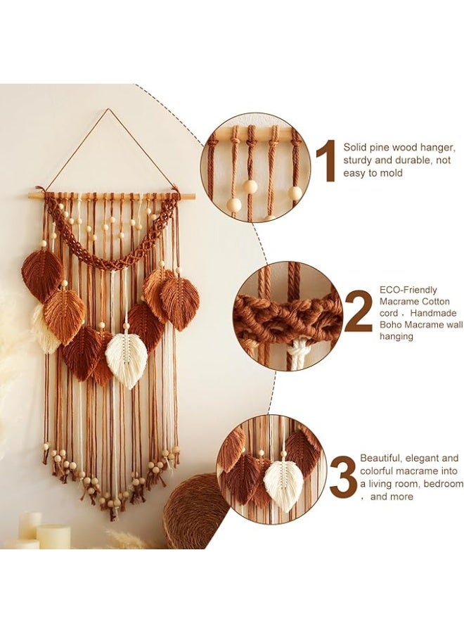 Antikiano Macrame Wall Hanging -Handmade Leaf Wall Tapestry,Boho Decorations for Bedroom Living Room Bathroom,Earthy Room Decor Aesthetic,Wedding Birthday for Women Girls - Image 3