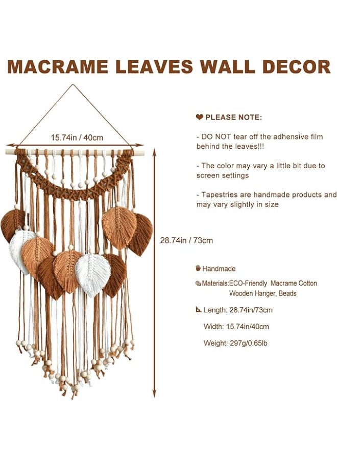 Antikiano Macrame Wall Hanging -Handmade Leaf Wall Tapestry,Boho Decorations for Bedroom Living Room Bathroom,Earthy Room Decor Aesthetic,Wedding Birthday for Women Girls - Image 2