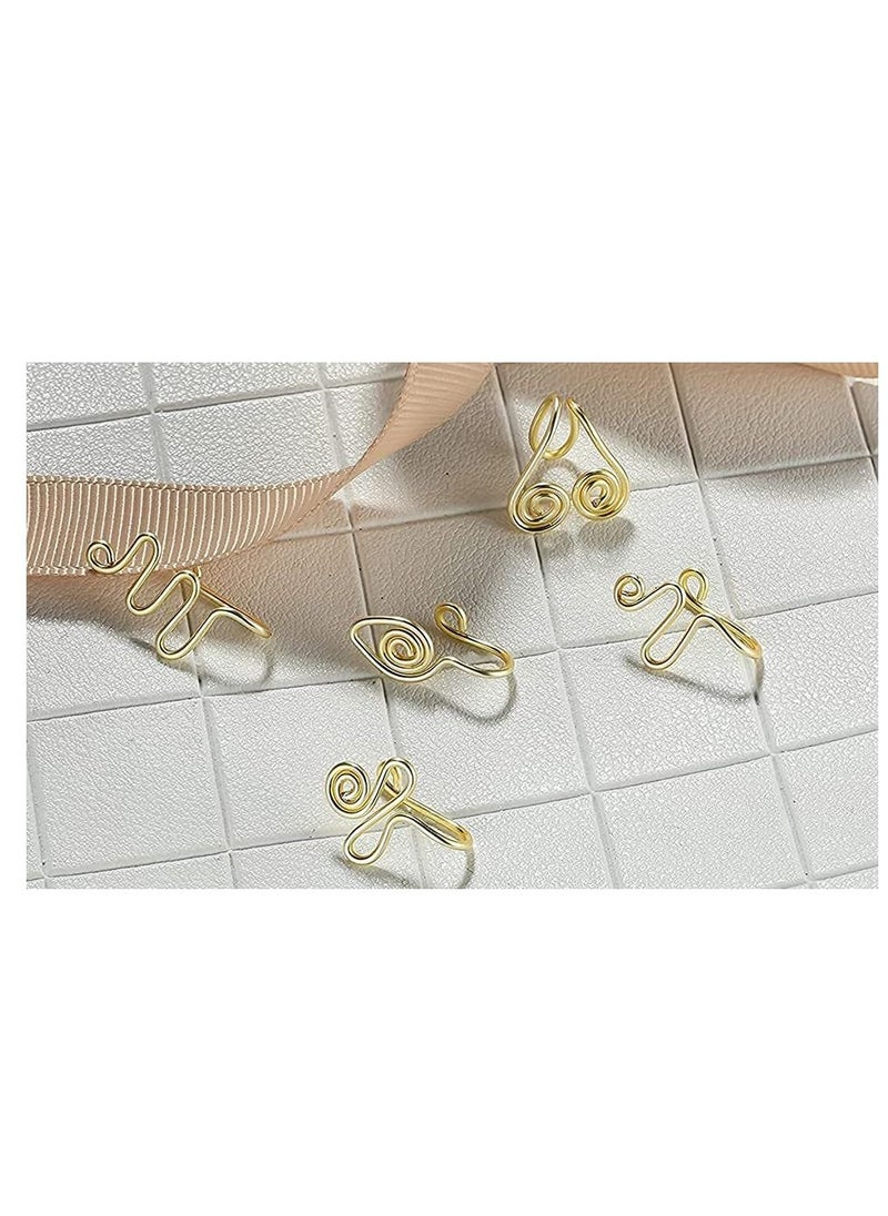 Excefore 9 Pcs African Nose Cuff Non Piercing Gold Nose Cuff Fake Nose Ring Gold Plating Nose Ring Cuffs Set Fake Piercings Tribal Nose Cuff Clip on Nose Ring for Women Men  - Image 2