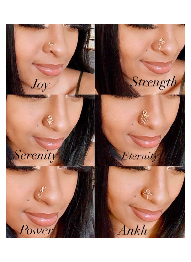 Excefore 9 Pcs African Nose Cuff Non Piercing Gold Nose Cuff Fake Nose Ring Gold Plating Nose Ring Cuffs Set Fake Piercings Tribal Nose Cuff Clip on Nose Ring for Women Men  - Image 5