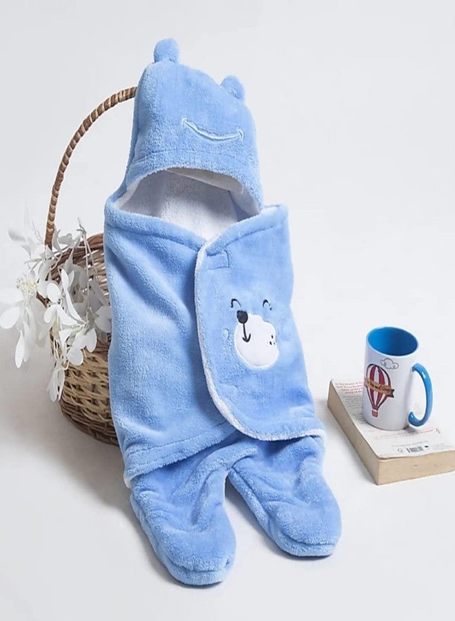 First Kick بطانية الأطفال "فيرست كيك" للأطفال حديثي الولادة، عبوة من لفائف التقميط القابلة للارتداء، مصنوعة من الصوف البوليستر المتين، مناسبة للأطفال من عمر 0 إلى 6 أشهر، لون أزرق سماوي - Image 1