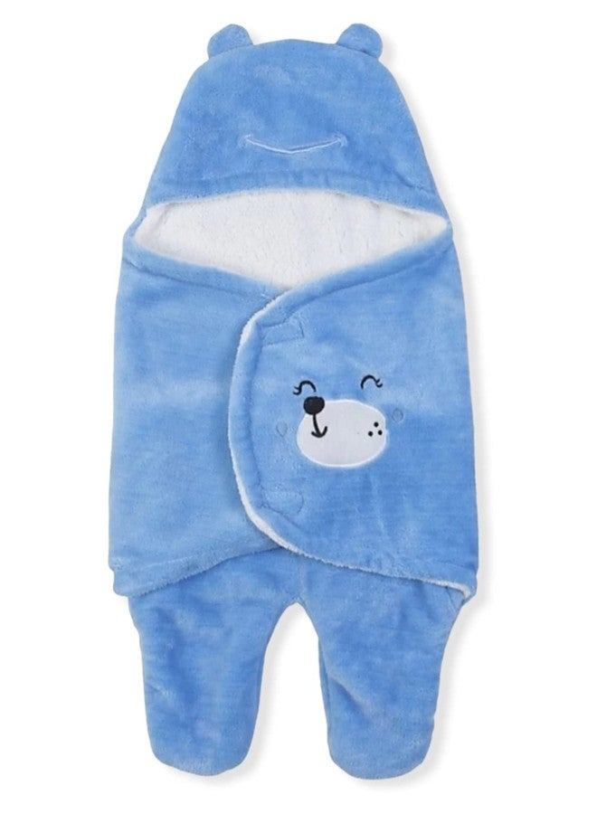 First Kick بطانية الأطفال "فيرست كيك" للأطفال حديثي الولادة، عبوة من لفائف التقميط القابلة للارتداء، مصنوعة من الصوف البوليستر المتين، مناسبة للأطفال من عمر 0 إلى 6 أشهر، لون أزرق سماوي - Image 2