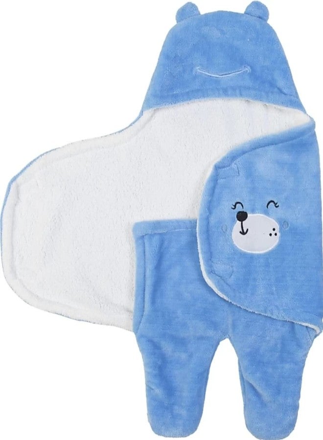 First Kick بطانية الأطفال "فيرست كيك" للأطفال حديثي الولادة، عبوة من لفائف التقميط القابلة للارتداء، مصنوعة من الصوف البوليستر المتين، مناسبة للأطفال من عمر 0 إلى 6 أشهر، لون أزرق سماوي - Image 3