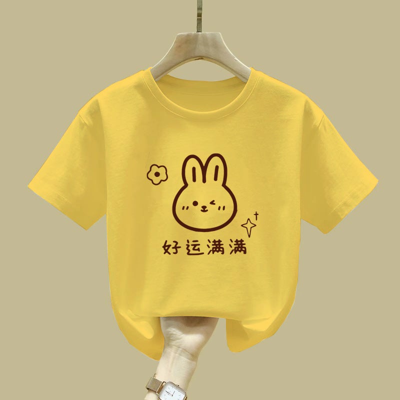 2522# Girls Short-Sleeved Summer T-Shirt New Cotton Summer Middle And Big Girls T-Shirt Top Base Shirt - Image 2