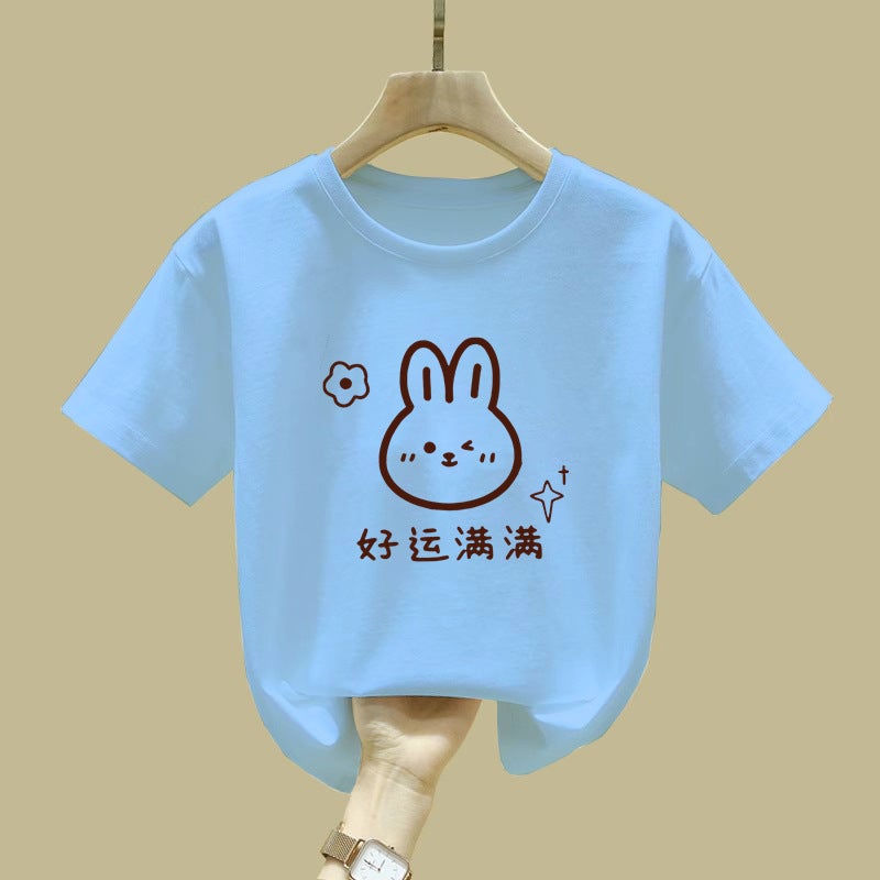 2522# Girls Short-Sleeved Summer T-Shirt New Cotton Summer Middle And Big Girls T-Shirt Top Base Shirt - Image 5