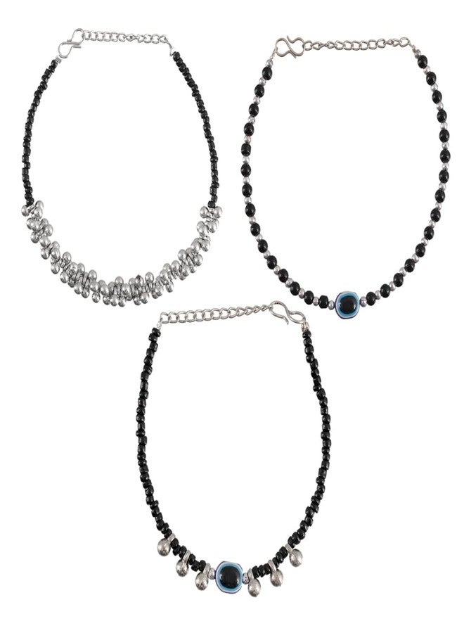 Vientiq Pack-3 Beaded Anklet Evil Eye Combo - Image 2