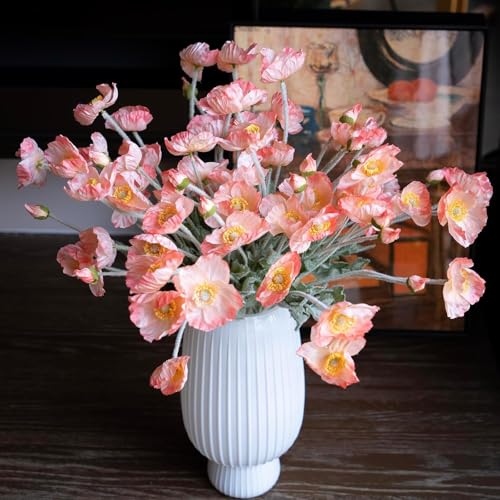 CURATED CART Artificial Poppy Flowers - 2PCS 70cm Real Touch Silk Stems with 4 Blooming Heads – Pink Fake Flowers for Home Decor, Wedding Centerpieces, Table Arrangements, Party Decorations (No Vase) - Image 5