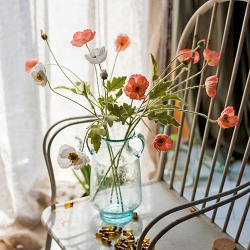 CURATED CART Artificial Poppy Flowers - 2PCS 70cm Real Touch Silk Stems with 4 Blooming Heads – Pink Fake Flowers for Home Decor, Wedding Centerpieces, Table Arrangements, Party Decorations (No Vase) - Image 3