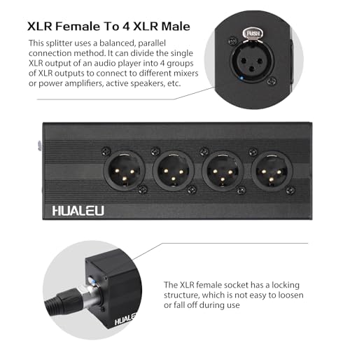 HUALEU 3Pin XLR 1 Female to 4 Male Splitter,4Way XLR Single Input to Four Output Parallel Connection Adapter,One Input to 4 Output Audio DMX Adapter - Image 2