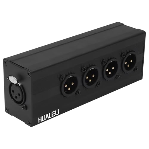 HUALEU 3Pin XLR 1 Female to 4 Male Splitter,4Way XLR Single Input to Four Output Parallel Connection Adapter,One Input to 4 Output Audio DMX Adapter - Image 1