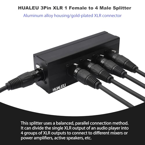 HUALEU 3Pin XLR 1 Female to 4 Male Splitter,4Way XLR Single Input to Four Output Parallel Connection Adapter,One Input to 4 Output Audio DMX Adapter - Image 4