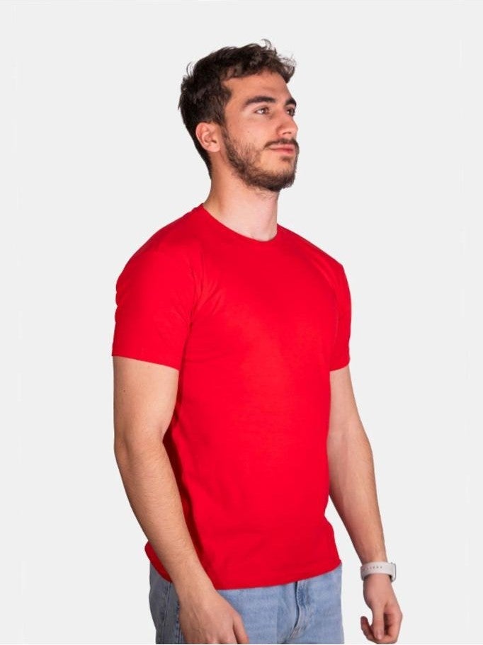 Çapıt Çapit Unisex 100% Cotton Standard Cut Zero Collar Short Sleeve Red T-Shirt  - Image 2