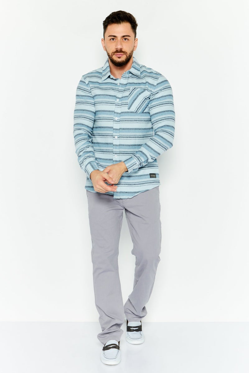 Silver Jeans Co Men Regular Fit Stripe Long Sleeves Casual Shirt, Multicolor  - Image 2