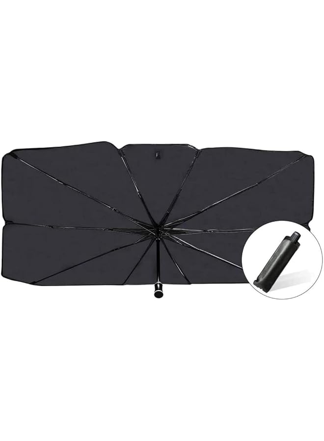 SHOWAY Car Windshield Sun Shade Uv Rays Umbrella Style Portable Foldable Sunshade Heat Sun Visor Protector Outdoor Storage Reflector Umbrella (Big145 X 79 Cm)
