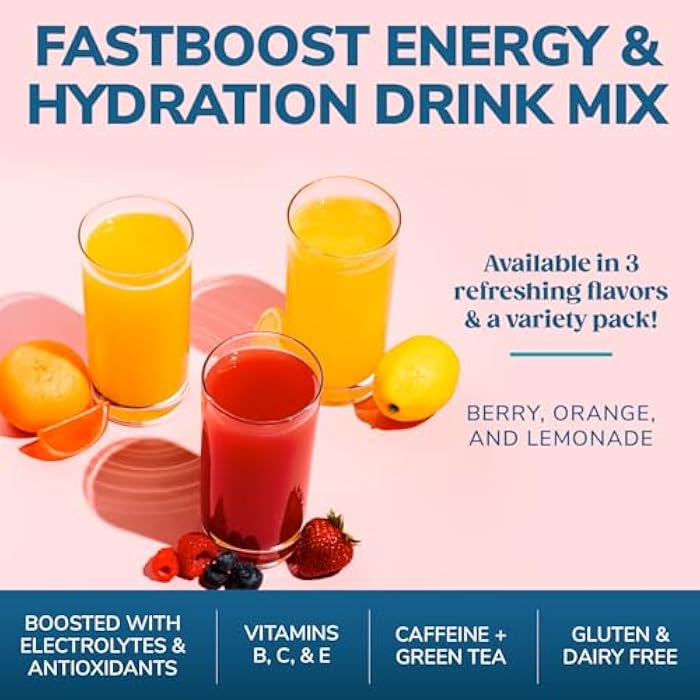 WonderSlim FAST BOOST Energy & Hydration Drink Mix - Orange | Sugar Free Electrolyte Powder Packets with Antioxidants, Green Tea Extract, B Vitamins, Vitamin C & E | 14 Stick Packs - Image 4