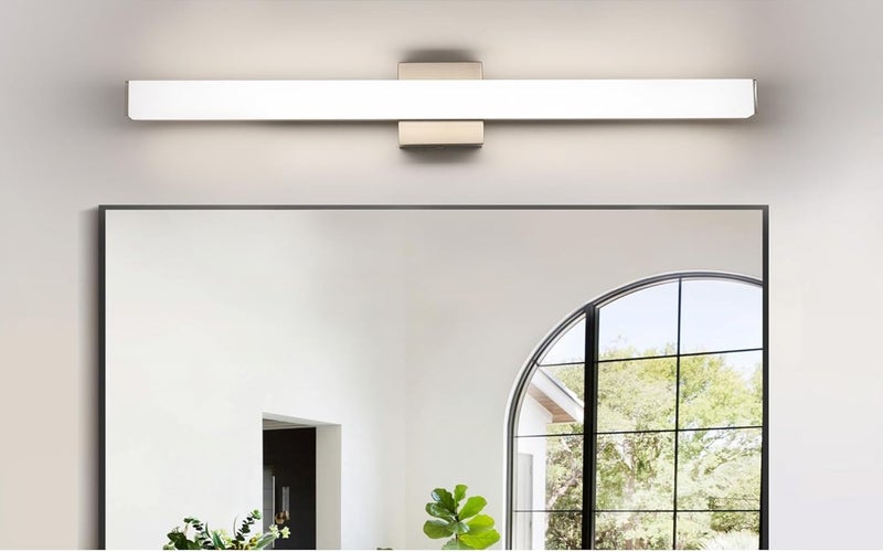 YHTlaeh Bathroom Vanity Light Brushed Nickel Square LED 31.5 inch 24W 4000K Natural White Light Wall Bar Lighting Fixtures Over Mirror (Dimmable) - Image 1