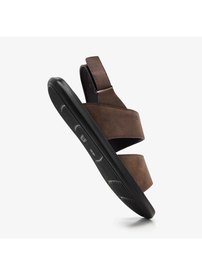 NDURE Men's Double Strap Sandals, Velcro Closure, Black Sole - Image 1