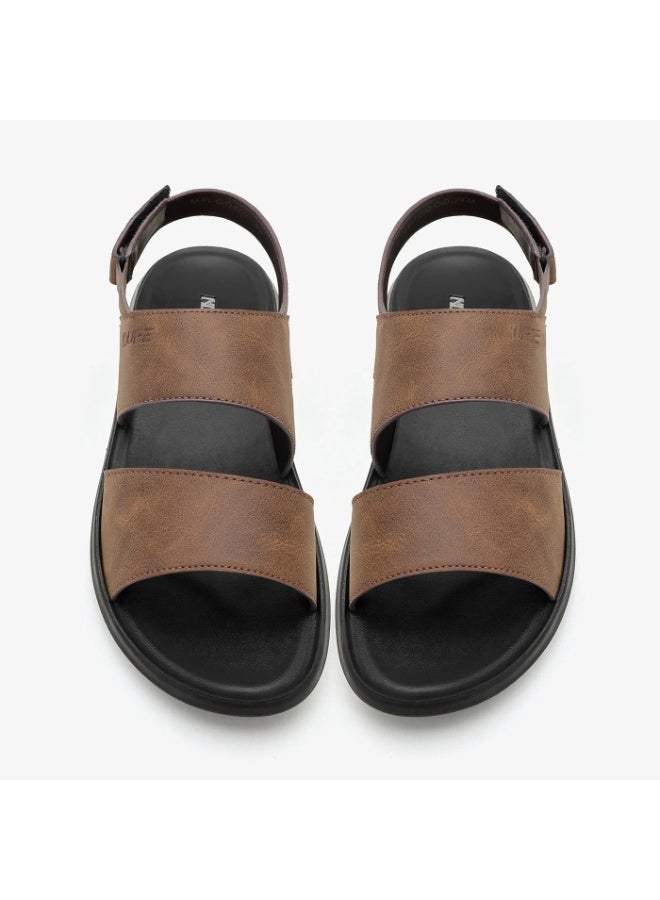 NDURE Men's Double Strap Sandals, Velcro Closure, Black Sole - Image 5