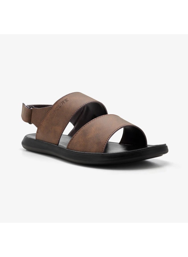 NDURE Men's Double Strap Sandals, Velcro Closure, Black Sole - Image 4
