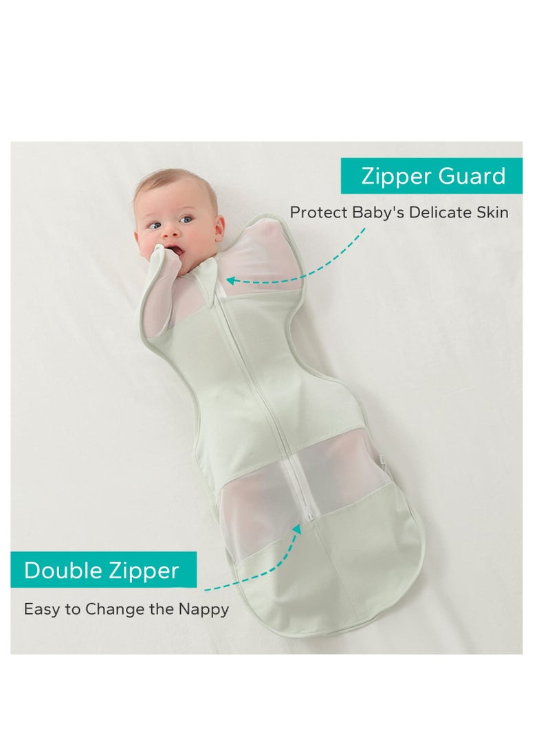 Baby Sleep Sack, Newborn Transitional Swaddle Sack, Arms Up Swaddle, 1.0 Tog Organic Cotton 2 Way Zipper, for Newborn Infant Boy Girl (Green, Size M, 3-6 Months) - Image 4